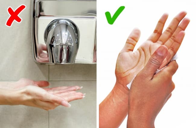 Пользоваться сушилкой для рук